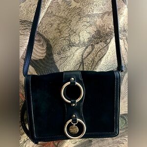 * See By Chloe Black Leather Suede Crossbody Clutch Wristlet Bag *